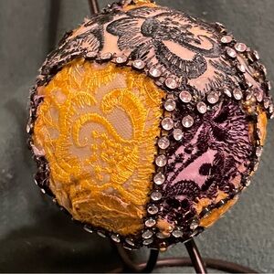 Embroidered Mardi Gras ornament made from wedding gowns accented withRhinestones